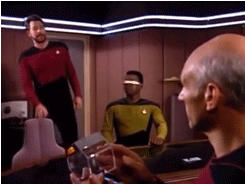 erics-idle:The Riker:Lift leg over back of chairSitResume eye contactCarry on the conversation as if