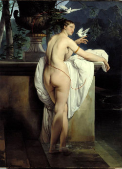 artiebagagli:  Francesco Hayez - Portrait of ballerina Carlotta Chabert who playing with doves (1830) 