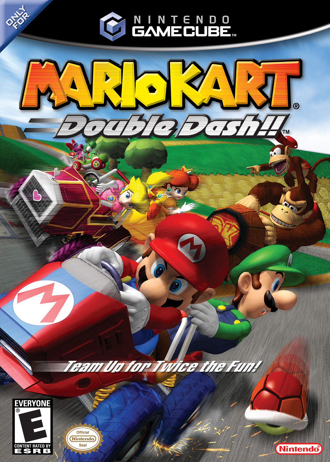 suppermariobroth:  On the North American box art for Mario Kart: Double Dash, the