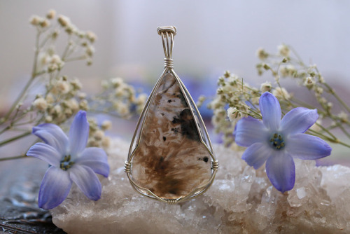 Beautiful turkish stick agate, moss agate und dendritic agate pendants in sterling silver handmade b