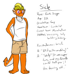 Meet Sicle, a rather muscular dragon, who