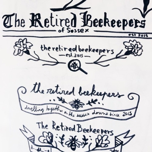 A new header logo thing for @retiredbeekeepers, with sketches! I was going for a heavily Times-inspi