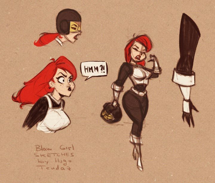Blam Girl - Sketches  Saw her again this morning on @newgrounds skin, so I got inspired