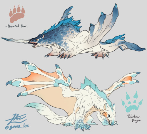 Glacier CreaturesNarwhal Bear & Polarbear Dragon(for Siya Studio)