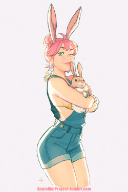 anniemeiproject:    Happy Easter! Here’s Bunnie Mei with a bun holding a bun, just because.    