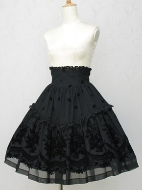 lolitastuff:  Victorian Maiden- Rose Flocky Skirt 