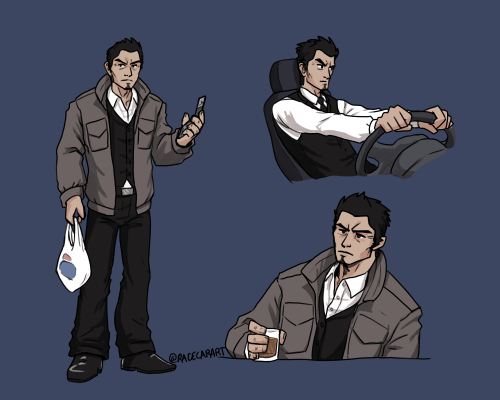 racecarart:Started Yakuza 5, time to draw my favorite sad Japanese man.