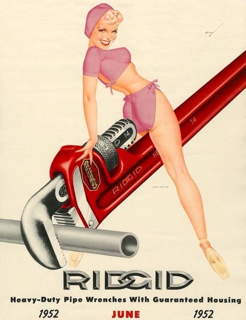 boomerstarkiller67: art by George Petty - Ridgid Tool Company calendars (1952-1956)