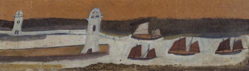 String of Boats, Alfred Wallis, 1928, TateBequeathed by Mrs Doris Sealy 1975Size: support: 117 x 403