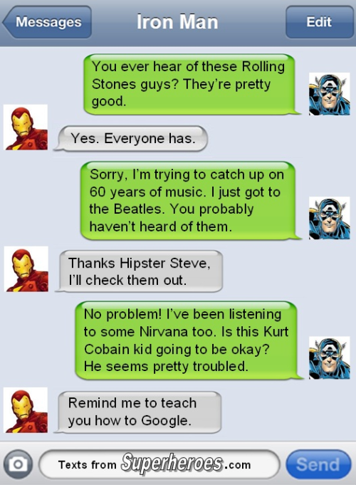 textsfromsuperheroes: Read More of the Best of Captain America on Texts From Superheroes