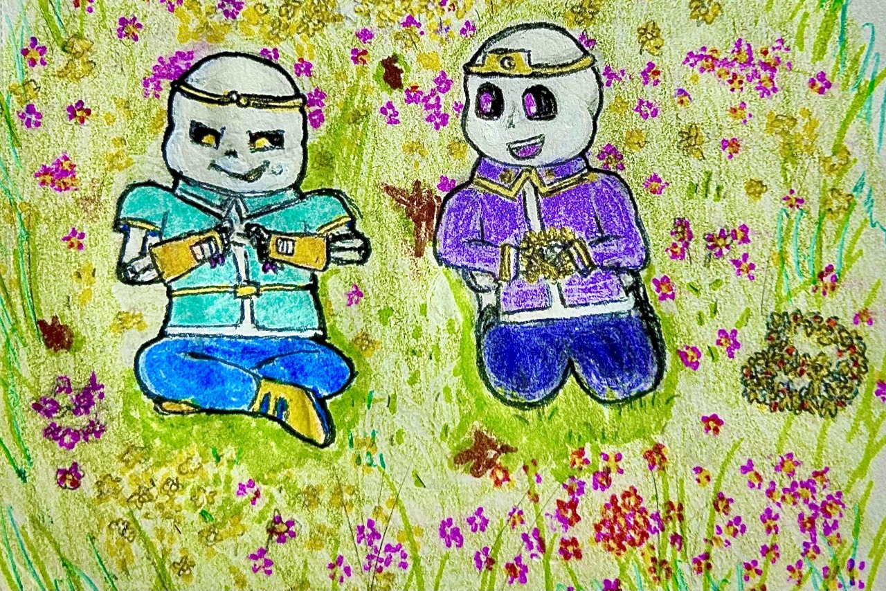 Dreamtale and nightmare sans in humans pt.2. Dream: brother, can you put  your tentacles down please. Nightmare: aww but we look so perfect! Do…