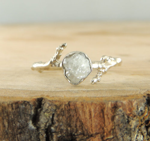 Check out Point no Point etsy shop for these nature inspired, uncut diamond, handcrafted engagement 