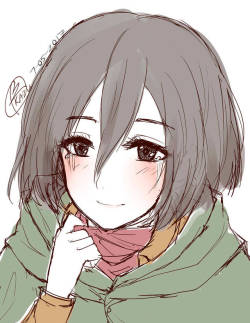kazukochii:  “Thank you, Eren…!” Mikasa