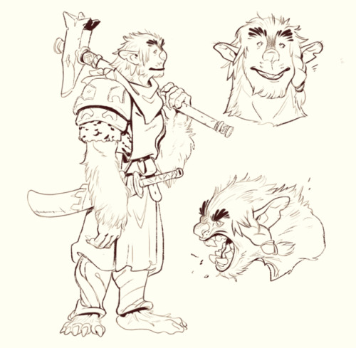 mosaur:My bugbear paladin found and hatched a mystery egg, and is now mom to a little chimera bab. S