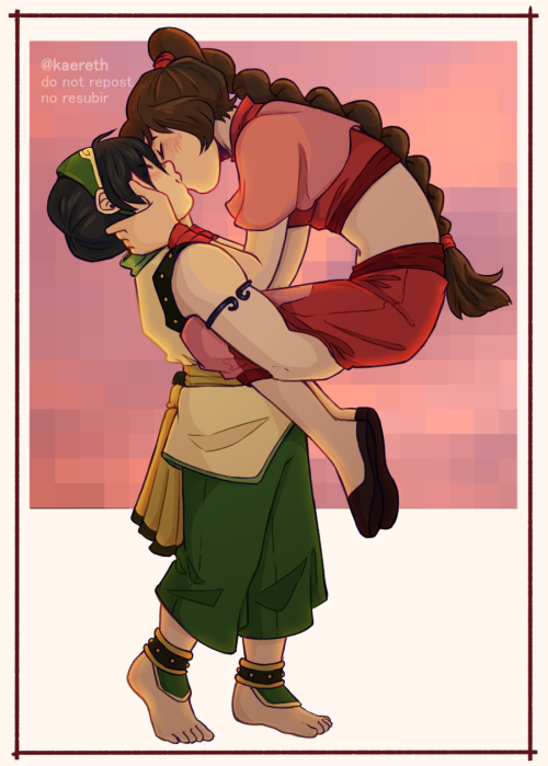 MOVED! IM NOT HERE! — kaereth: Older Toph/Ty Lee Smooch for a kofi! I...