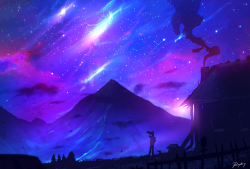 Deviantart:  Little-Dose-Of-Inspiration:  Purple Sky By Ryky    (ﾉ◕ヮ◕)ﾉ*:･ﾟ✧: Http://Ryky.deviantart.com/