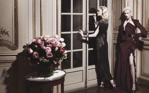  “High Society” | Anja Rubik and Melissa Tammerijn photographed by Karl Lagerfeld for Harper’s Bazaa