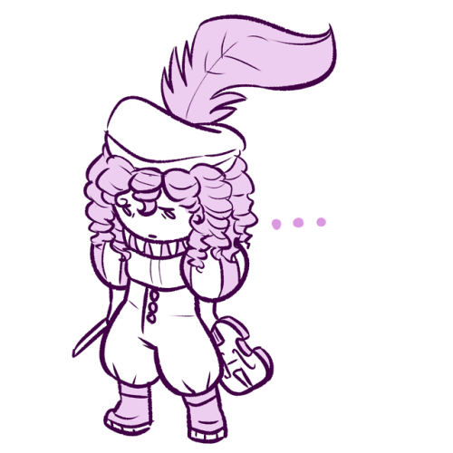 mangomcdonald: [image description: A purple doodle on a white background of Johann, a bard with curl