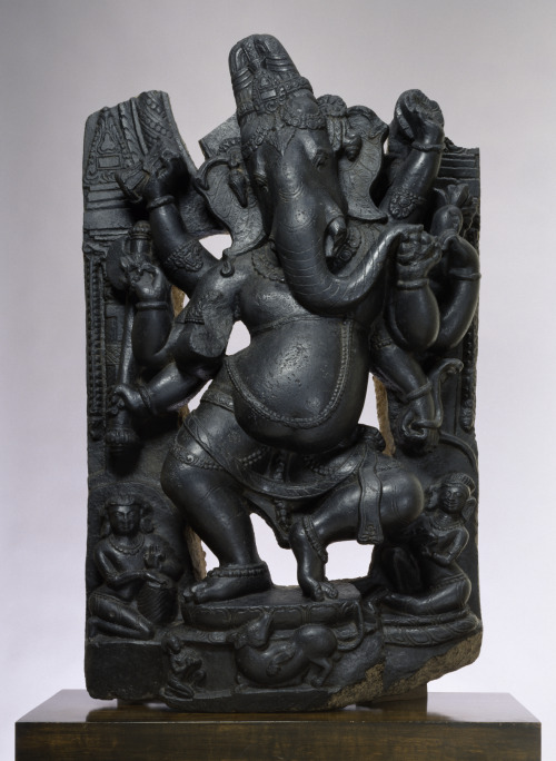 Sculpture of the Hindu deity Ganesha dancing.  Artist unknown; 1st half of 11th century.  From Bihar