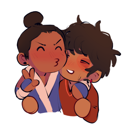 trans-suki: ultimatedirk: Little Zukka doodle [ID: a cute, cartoony digital drawing of Sokka and Zuk