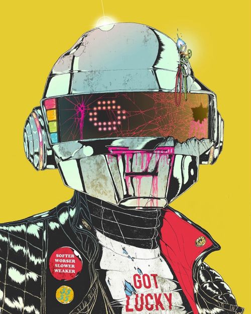 Daft Punk by Boneface @b0neface.#boneface #daftpunk #thomasbangalter #guymanueldehomemchristo #house
