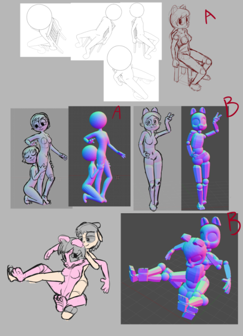 3D reference I model this bodies to use as a reference for complicated poses. I&rsquo;m looking 