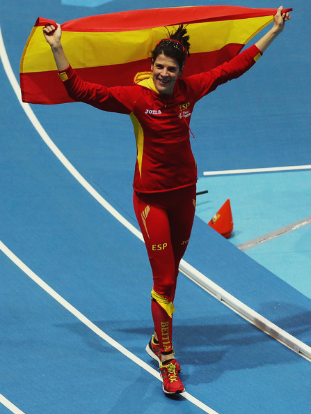 Ruth Beitia after taking the the 3rd place in the high jump final at the World Indoor Championships 