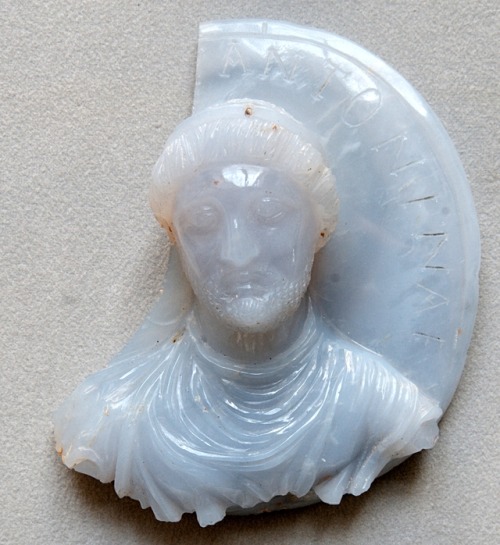 Blue chalcedony cameo depicting a Roman emperor, thought to be Julian “the Apostate” (r. 361-363 CE)