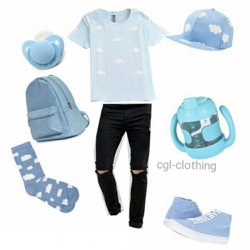 A blue cloud little boy outfit. (sorry if its not good its my first time making these)