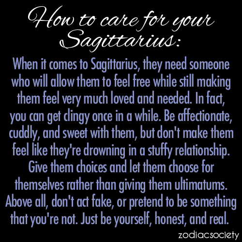 zodiacsociety:How To Care For Your Sagittarius: