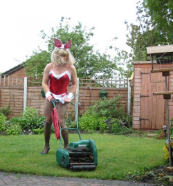 pinkjulieprincess:  shavedsubmale:  It is always amazing how quickly sissy completes all of her gardening work when she is in one of her slutty outfits.   please no more reblogging!!!  this is everywhere now  