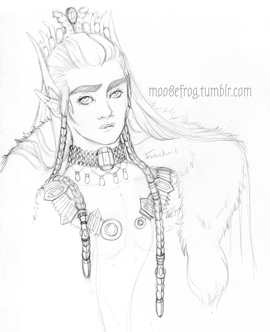 Happy Birthday to me! In the fine Hobbity tradition, I drew a gift for someone else on my birthday! This is dedicated to my dear friend, @forestofstarlight, who got me into The Hobbit! I’ve been wanting to draw Thranduil draped in jewels and furs for...