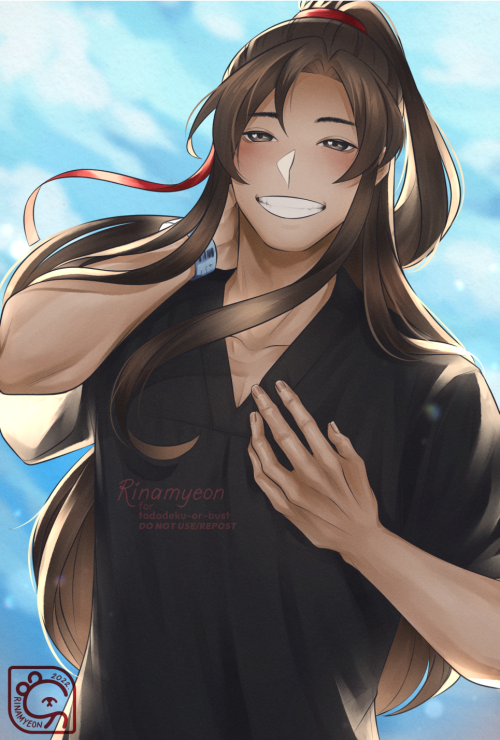 rinamyeon: Art Raffle Prize A smiling Wei Wuxian for @tododeku-or-bust, a scene in the fic 