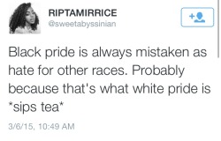 miss-freakshow:  That comment right there is exactly why people think black pride is about hating other races.
