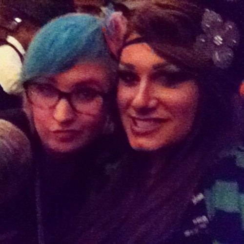 New friend! #redwing #gaybar #bluehair #pinkeyebrows #tattoos