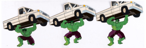 HULK IMITATES CREATION OF ADAM! Some animation cels, and their original drawings, from Marvel’s 1996