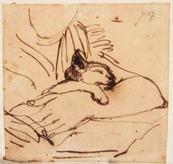 appendixjournal:  Jean-Auguste-Dominique Ingres, “Kitten Sleeping in the Arms of Madame Ingres.&ldquo; 