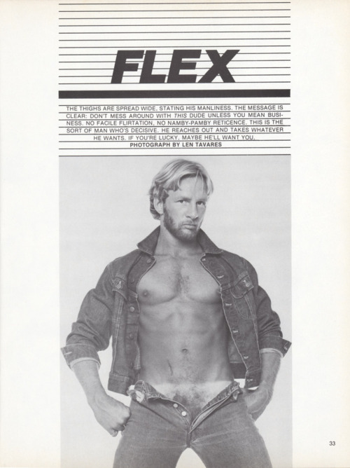 From MANDATE magazine (March 19810Photo story called “Flex”photo by Len TavaresModel is 