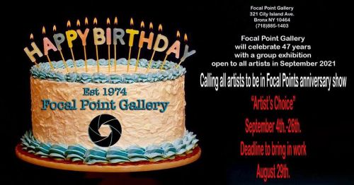 Start bringing in your work to be this years anniversary show at Focal Point Gallery call 718 885-14