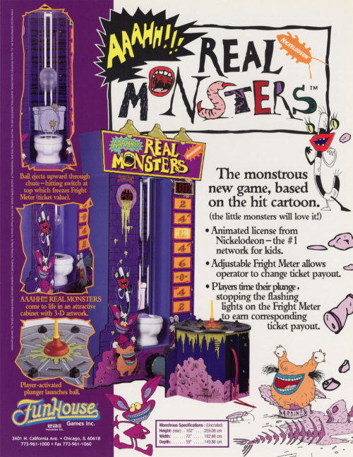 The 1995 Aaahh!!! Real Monsters arcade game.