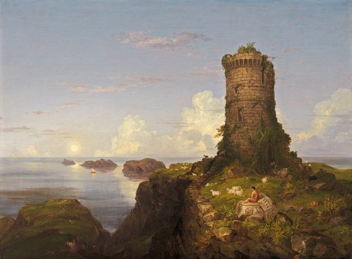 Italian Coast Scene with Ruined Tower, Thomas Cole, 1838