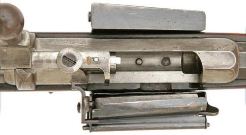 German Model 1871/1880 bolt action rifle with experimental Ludwig Loewe patent 9 round magazine.from