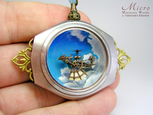  My latest miniature artwork! A tiny flying machine flying through the skies. It has been made in a 