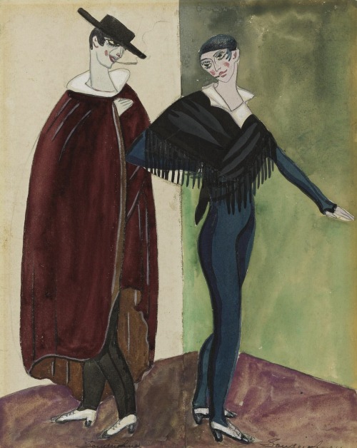 thunderstruck9:Serge Sudeikin (Russian, 1883-1946), Two Spanish Dancers, 1921. Watercolour, gouache 