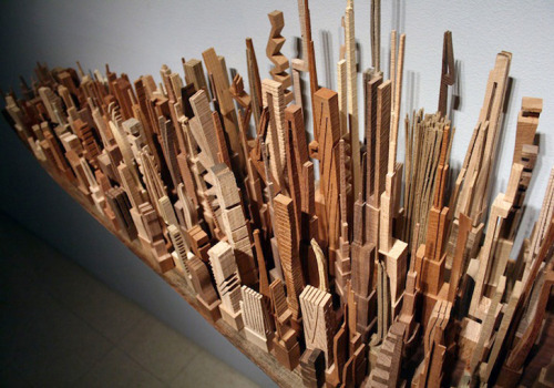 Porn asylum-art:  Wooden Cityscapes Sculpted by photos