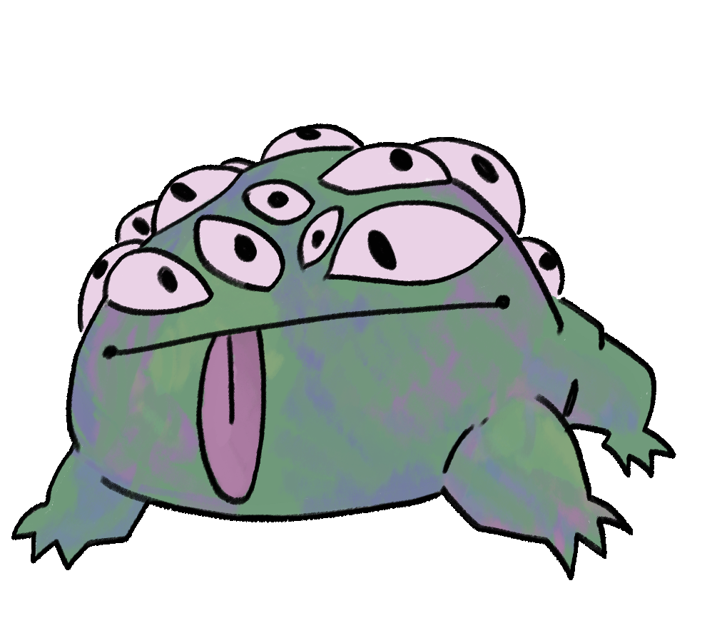 Homare-chan, a big frog with many eyes