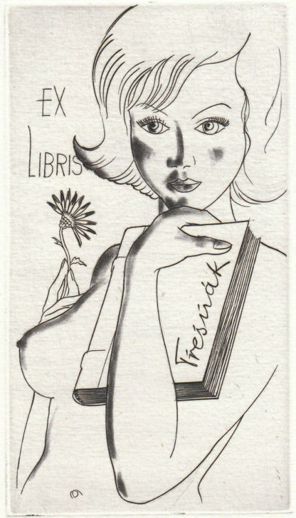 exlibris by Fritz Kühn (German, 1924–2004) 