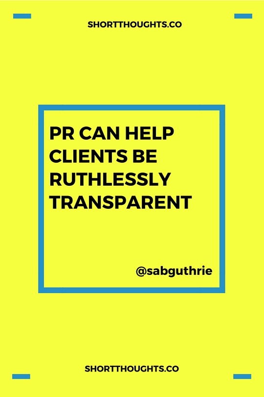 Public relations is about helping organisations build relationships in public with various publics.
[[MORE]]In the social age that means helping clients become ruthlessly transparent. Working with business leaders to help firms be honest and...