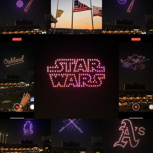 Star Wars Drone Night at the A’s game. 💚🤍💛🤍💚🤍💛 (at Oakland Arena and RingCentral Coliseum) https://www.instagram.com/p/CTlfBQjLHfoHIgEfz6tUH1ECycnDygHC_lx4qs0/?utm_medium=tumblr