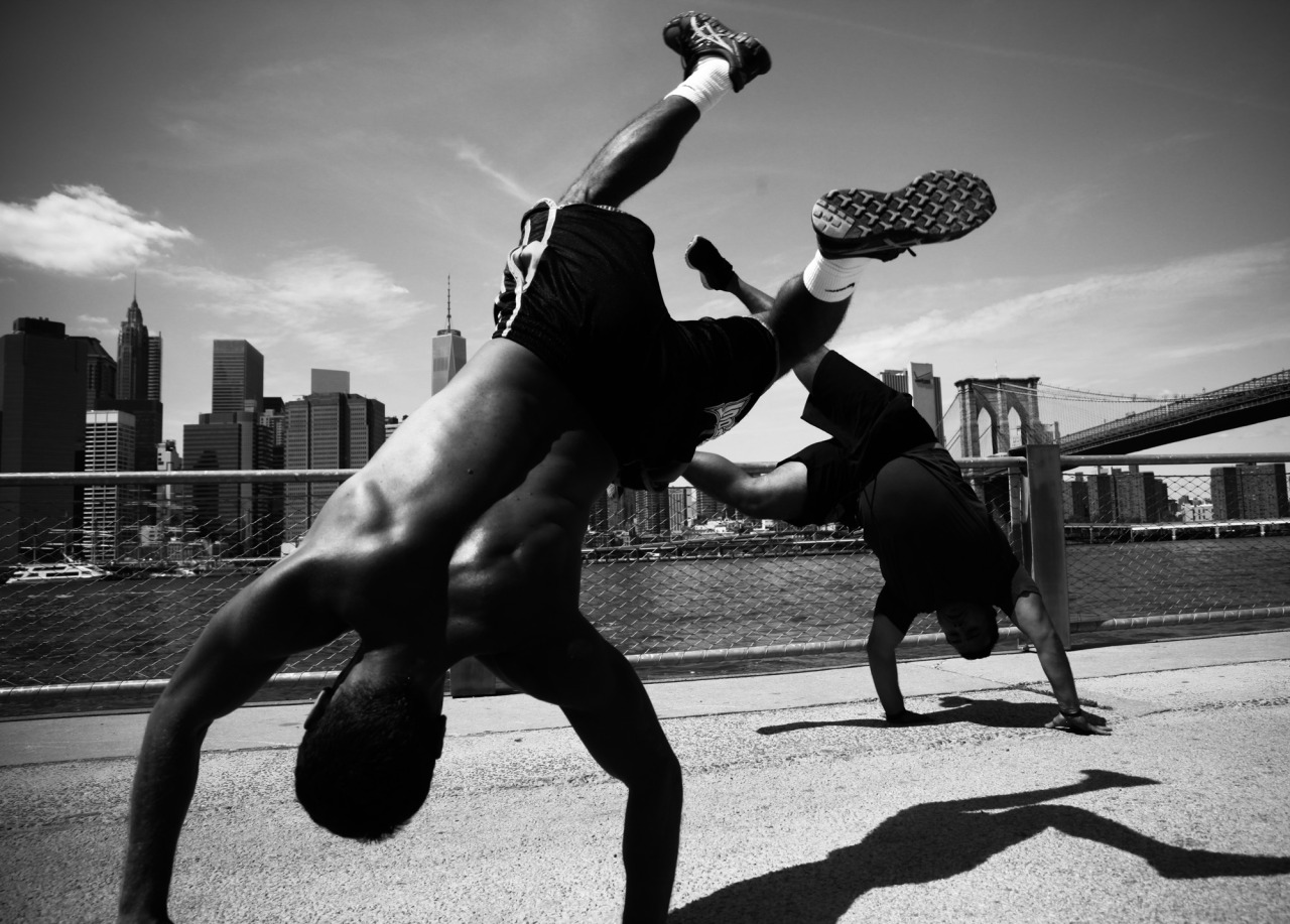 Was showing a friend around BK when I noticed these guys practicing Capoeira, the Brazilian martial art, and snapped a few frames. It was cool stuff.